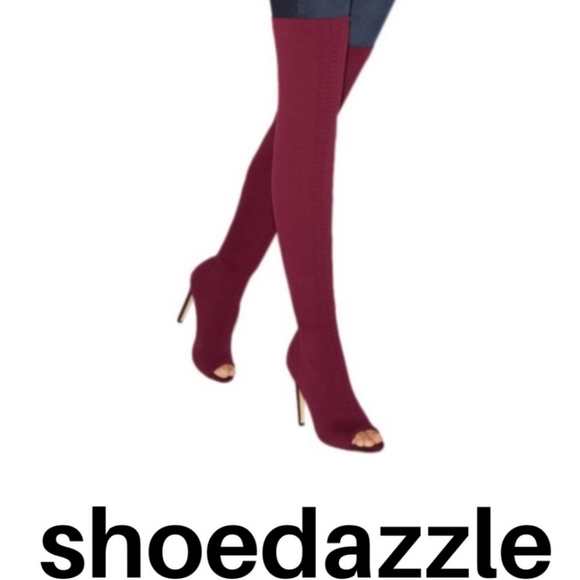 SHOE DAZZLE Hollace Over-The-Knee Boots Bordeaux Wine Red Size 10 - Picture 1 of 14